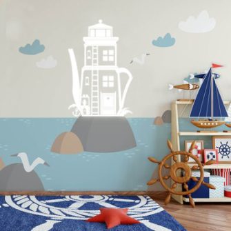 Világítótorony - kávéskanna - lak falmatrica