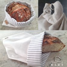 frissen tartó kenyeres zsák,- és kosár, fehér, fehér - drapp csíkos béléssel