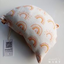 szivárványos kispárna - óvodai alvóka - rózsaszín - fehér - narancs