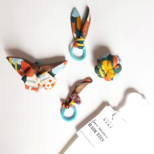 Hajgumi szett - négy évszak - nyuszifül, lepke, sütőtök, bogyós, bronz barna - tarka mintás