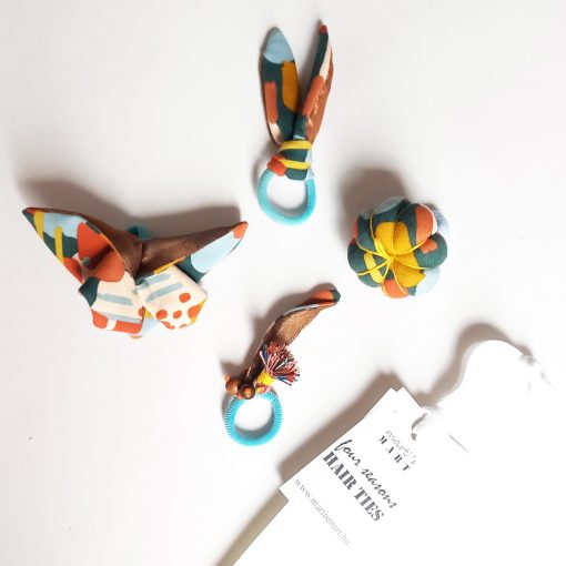 Hajgumi szett - négy évszak - nyuszifül, lepke, sütőtök, bogyós, bronz barna - tarka mintás