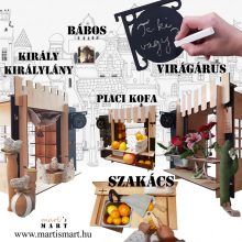 bolt, piaci stand, vár, konyha, babaház, bábszínház - egy szerepjáték szettben 