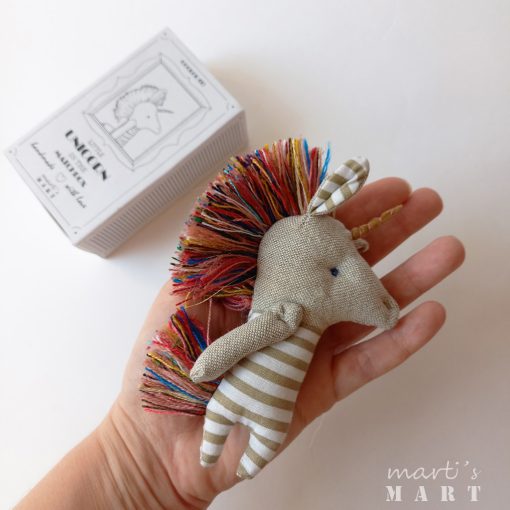 Unikornis - textiljáték gyufásdobozban, marokjáték