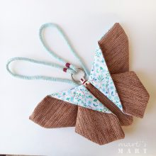 Pillangó szárny - origami - mini hátizsák, rózsaszín - sötétkék virág mintás